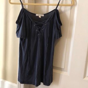 Navy off the shoulder shirt